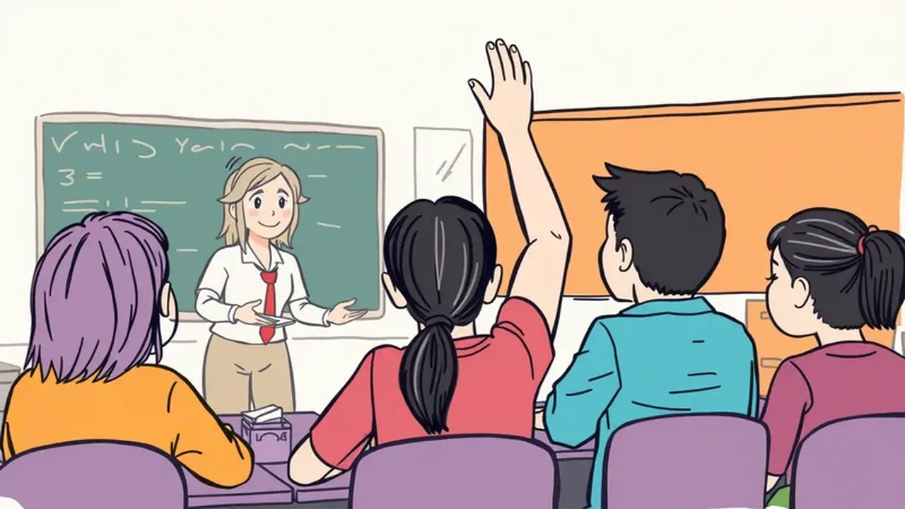 Interacción en vivo entre un profesor y estudiantes en un aula, simbolizando el factor humano.