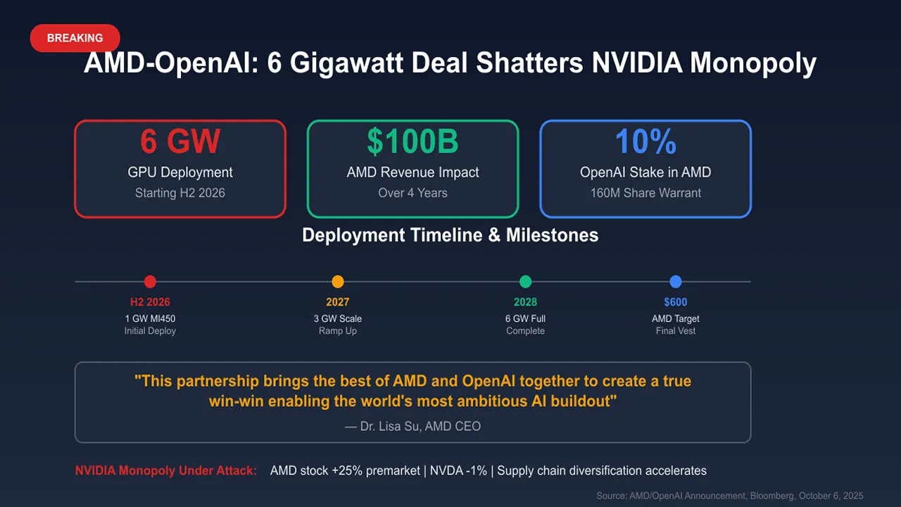 AMD and OpenAI Announce Strategic Partnership for 6 GW GPU Deployment