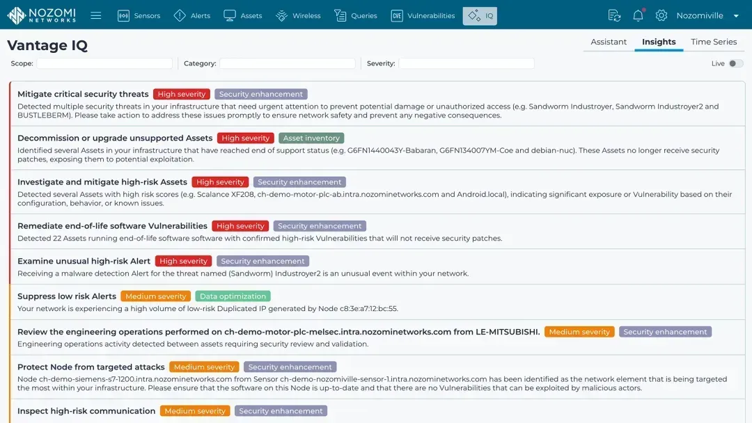 Vantage IQ от Nozomi: Приватный ИИ на страже OT/IoT