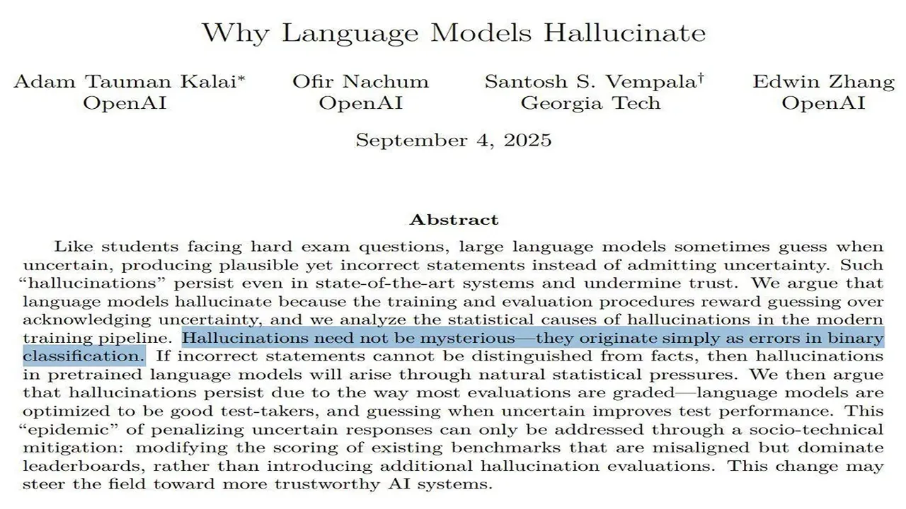 OpenAI Research: Models Hallucinate Because They Are Rewarded for "Guessing"