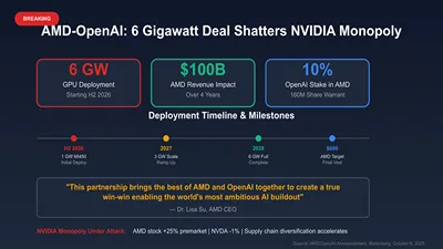 AMD и OpenAI объявили о стратегическом партнерстве по поставке 6 ГВт GPU