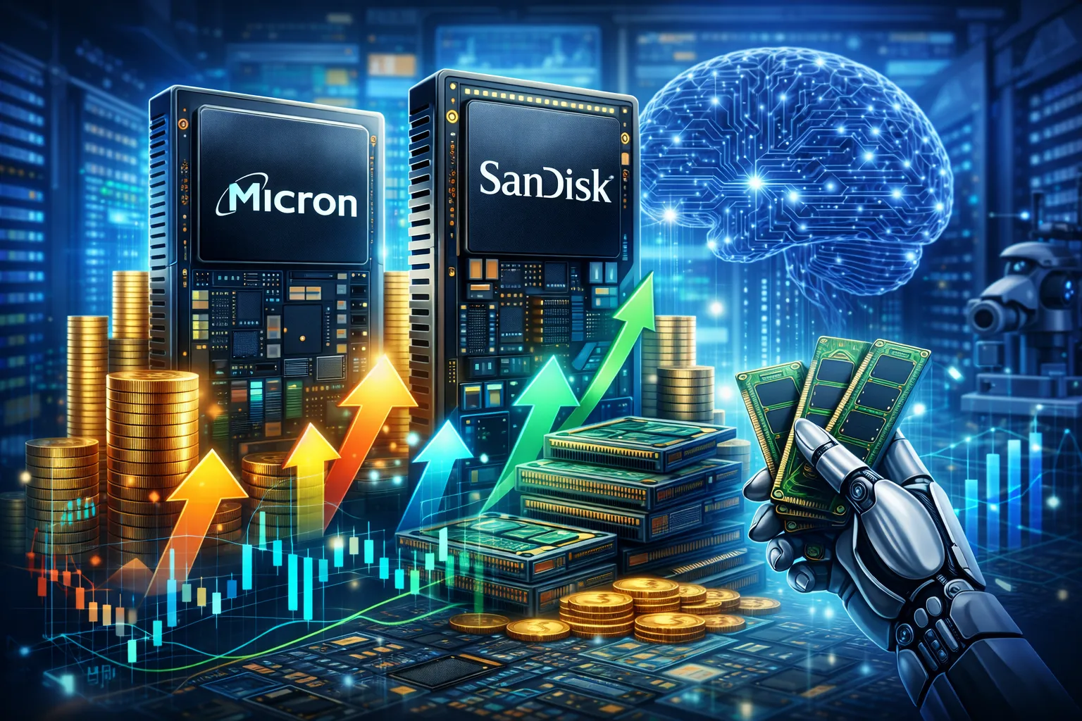 Акции Micron и Sandisk растут на фоне спроса на ИИ-инфраструктуру